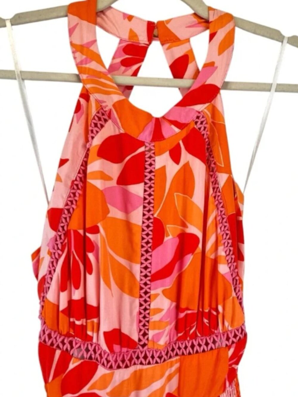 NEW Abel The Label Anthropologie Rumi Halter Maxi Dress Floral Orange Pink XS - Picture 5 of 16